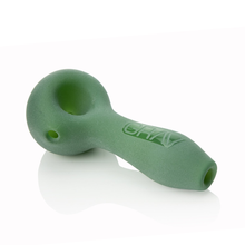 The Grav Sandblasted Spoon is a matte finish pipe with a rounded deep bowl, straight stem, and the word "GRAV" stylishly embossed on its side.