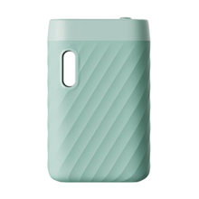 The CCELL Sandwave is a rectangular, mint green device with diagonal stripes and a small oval cutout. Its darker, rounded top edge supports Type-C charging for convenient power anywhere.