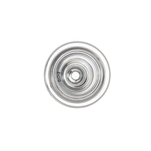 The MJ Arsenal Piston Gravity Bong, made of clear borosilicate glass with circular concentric rings, is showcased on a white background in a top-down view.