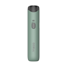 A sleek, green, cylindrical CCELL Go Stik Battery with a black mouthpiece and single front button, featuring the CCELL logo near the bottom.