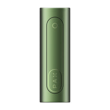 The PAX Flow Vaporizer with Grip Sleeve Bundle is a green, rectangular dry herb vaporizer with a circular button near the top and “PAX” engraved near the bottom, featuring a hybrid heating system and shown against a white background.