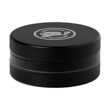 The BIGFUN! Medium 2pc Grinder is a black, round aluminum grinder with textured sides, sharp diamond teeth, and a white logo on the lid, displayed against a white background.