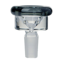 A close-up view of a clear borosilicate glass bowl piece with a wide, rounded rim and a frosted joint, designed for use with the Tyson Upper Cut Bubbler.