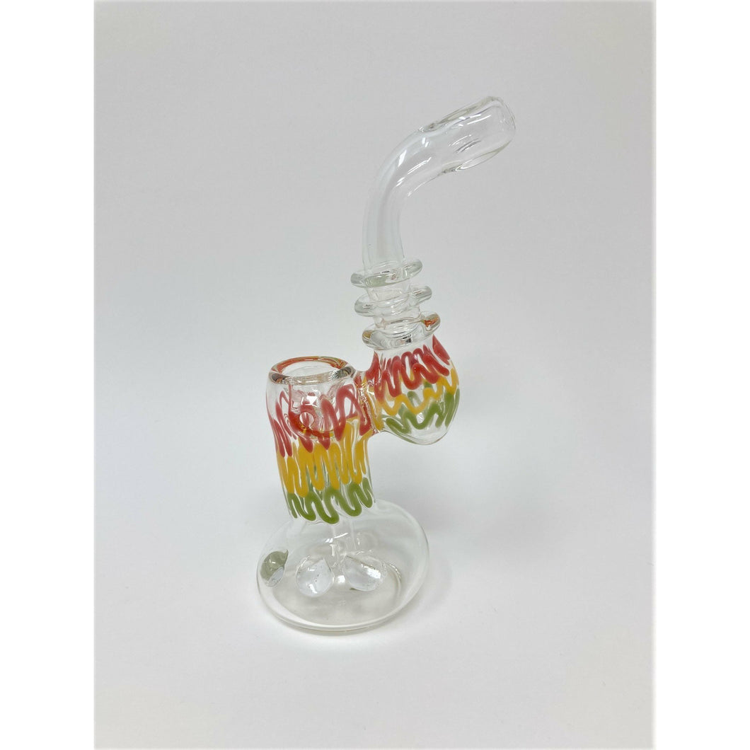 7 Clear Rasta Stripe Bubbler - Kings Pipes