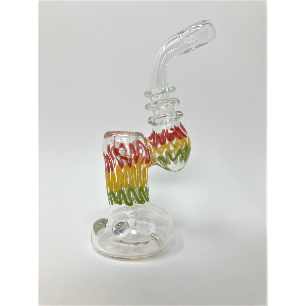 7 Clear Rasta Stripe Bubbler - Kings Pipes