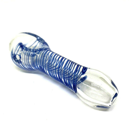 Blue Swirl Glass Spoon Pipe