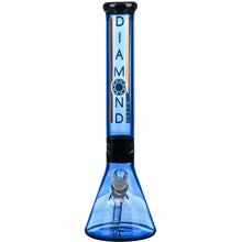 Diamond Glass 15" Black Collared Beaker Bong Blue