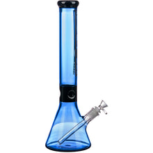 Diamond Glass 15" Black Collared Beaker Bong Blue