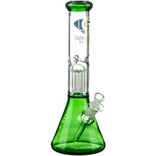Diamond Glass 13" Eight Arm Tree Perc Beaker in Green