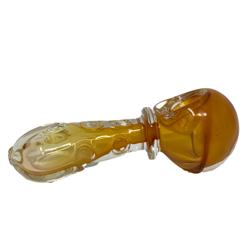 gold fumed glass hand smoking pipe with bowl
