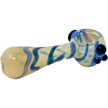 green blue swirl glass hand smoking pipe with bowl