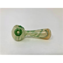 green blue swirl glass hand smoking pipe with bowl