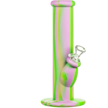 Purple and Green 10" Silicone Straight Tube Bong