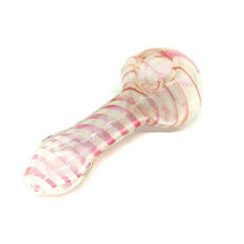 pink glow in the dark glass hand smoking pipe with bowl