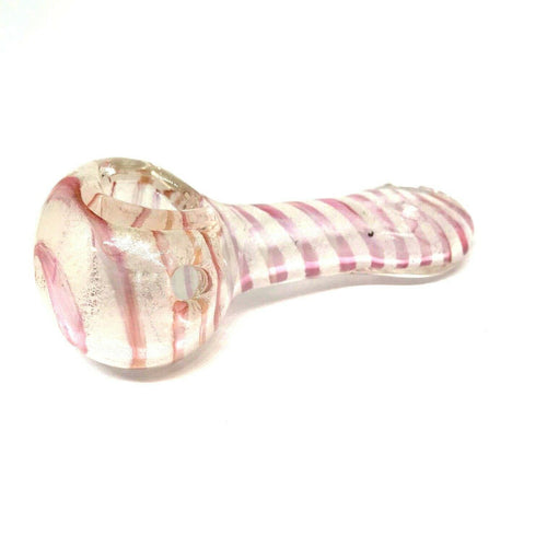 pink glow in the dark glass hand smoking pipe with bowl