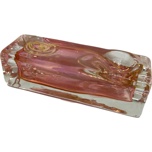 thick square pink glass pipe