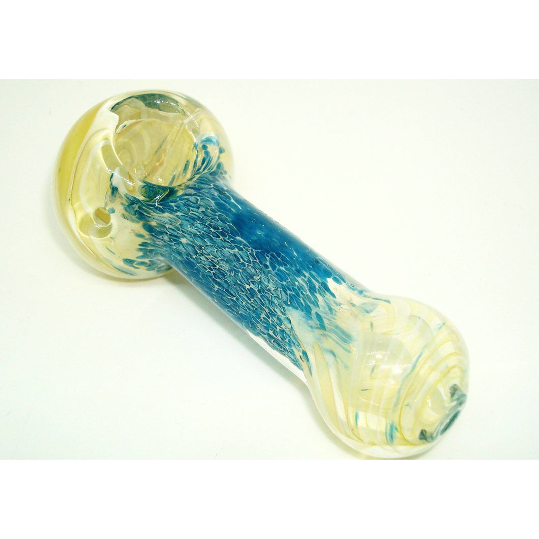 Weavs Supplies Blue Frit Swirl Glass Pipe 3.75
