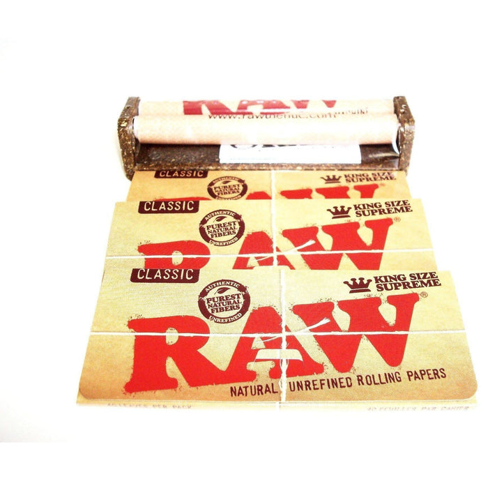 Weavs Supplies Raw Rolling Machine 110mm with 3 Packs of Raw Classic Rolling Papers King Size