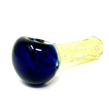 Gold Fumed Glass Pipe with Blue Bowl 4"